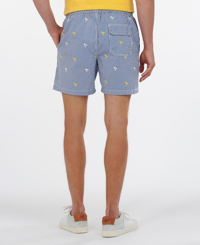 Men's Barbour Palm Stripe Swim Pants Navy | QLCU-18470