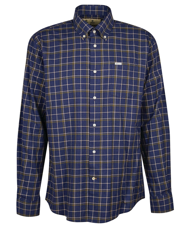 Men's Barbour Pelton Regular Shirts Navy | PYSJ-61593