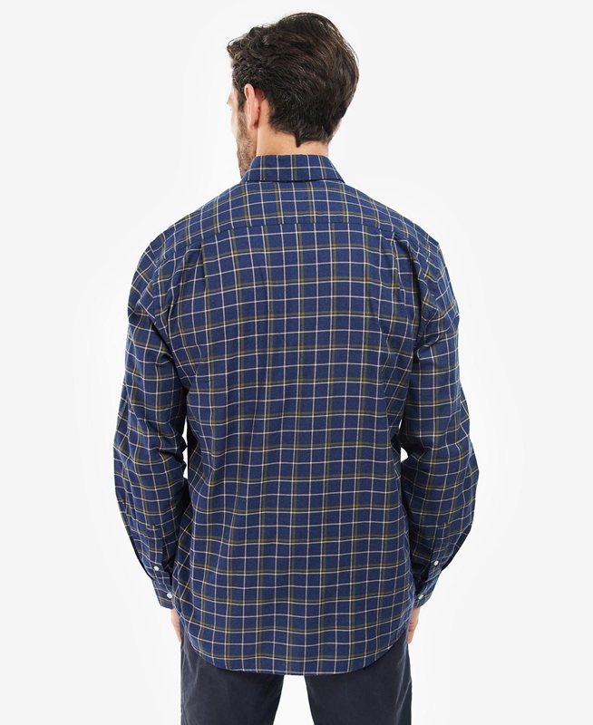 Men's Barbour Pelton Regular Shirts Navy | PYSJ-61593