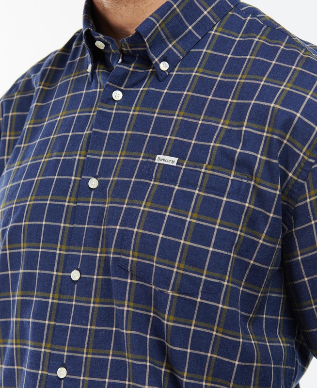 Men's Barbour Pelton Regular Shirts Navy | PYSJ-61593