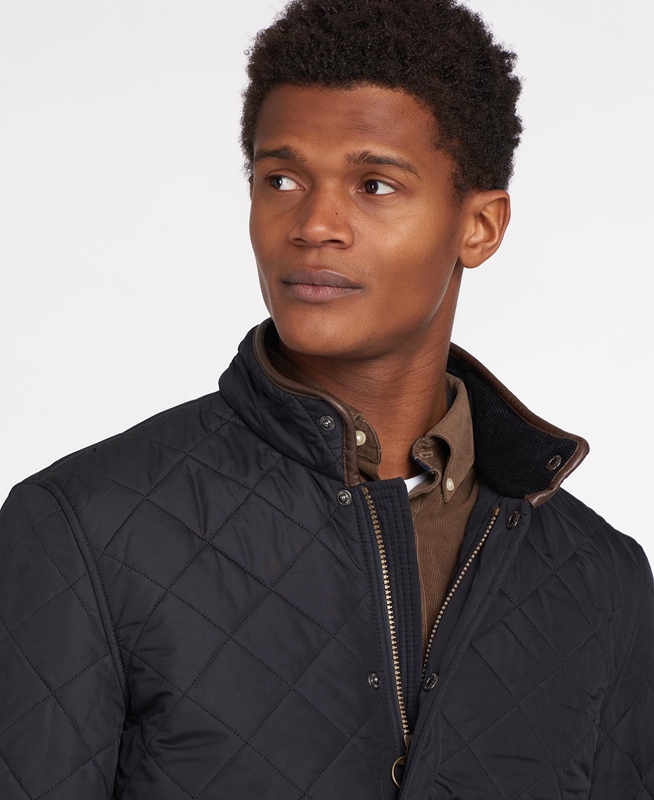 Men's Barbour Powell Quilted Jackets Navy | UMQI-73942