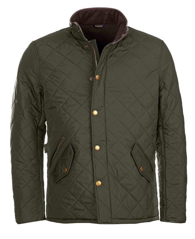 Men's Barbour Powell Quilted Jackets Olive | MXIS-96350