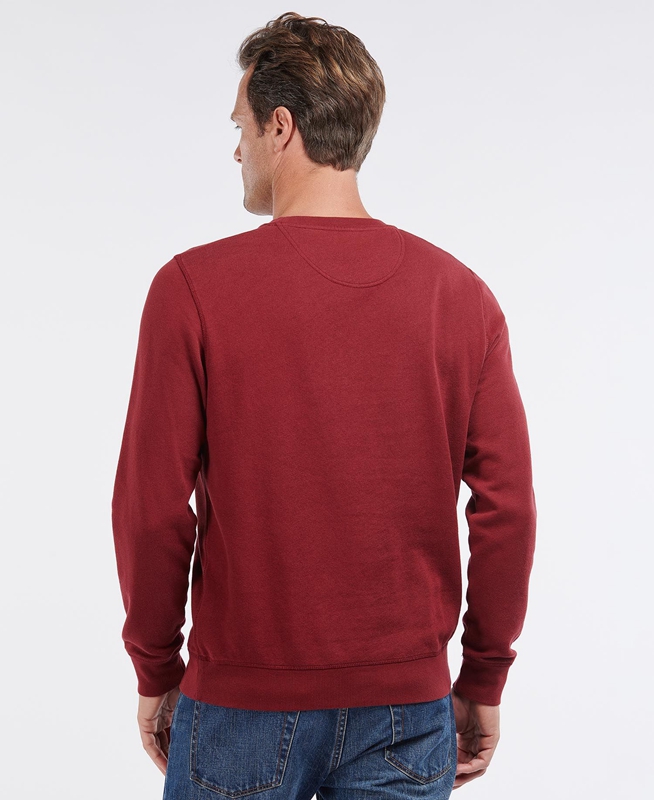 Men's Barbour Prep Logo Crew Sweatshirts Red | FGXO-43029