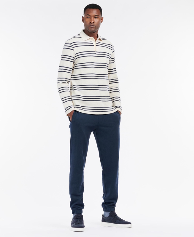 Men's Barbour Rake Striped Sweatshirts Beige | ZDTB-05329