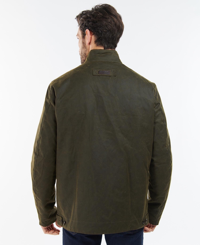 Men's Barbour Sheldon Waxed Jackets Olive | BTYG-06941