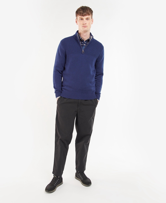 Men's Barbour Shoal Half Zip Sweaters Blue | CIVO-79526