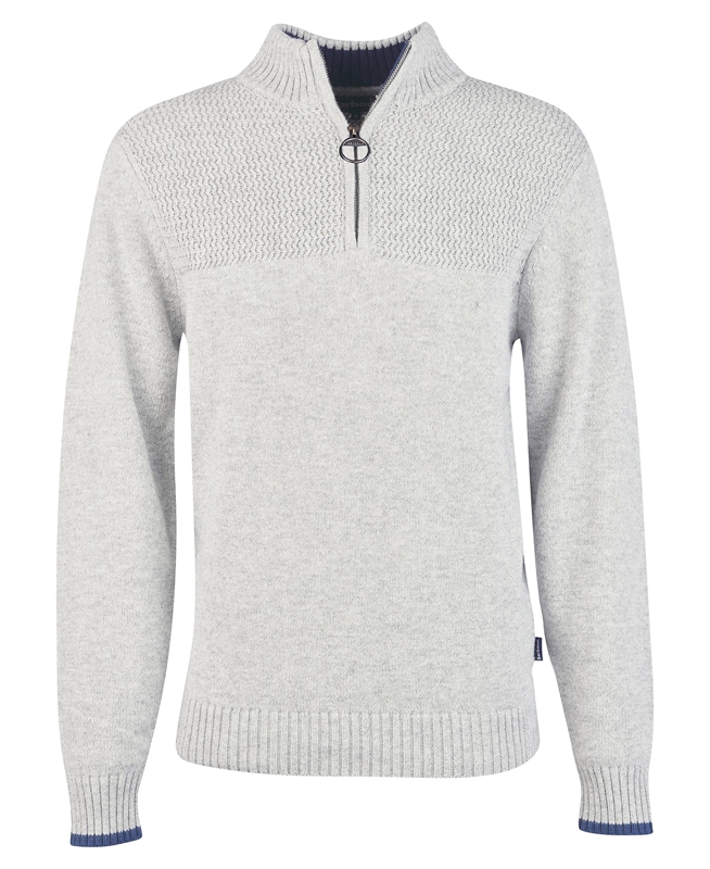 Men's Barbour Shoal Half Zip Sweaters Grey | BKQN-18076