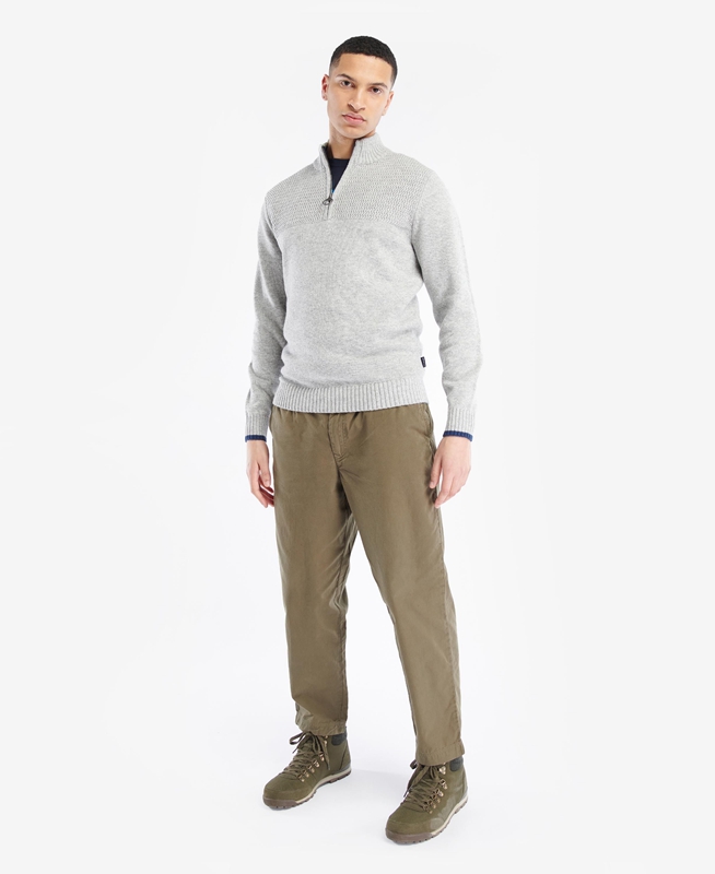 Men's Barbour Shoal Half Zip Sweaters Grey | BKQN-18076