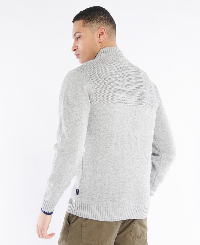 Men's Barbour Shoal Half Zip Sweaters Grey | BKQN-18076
