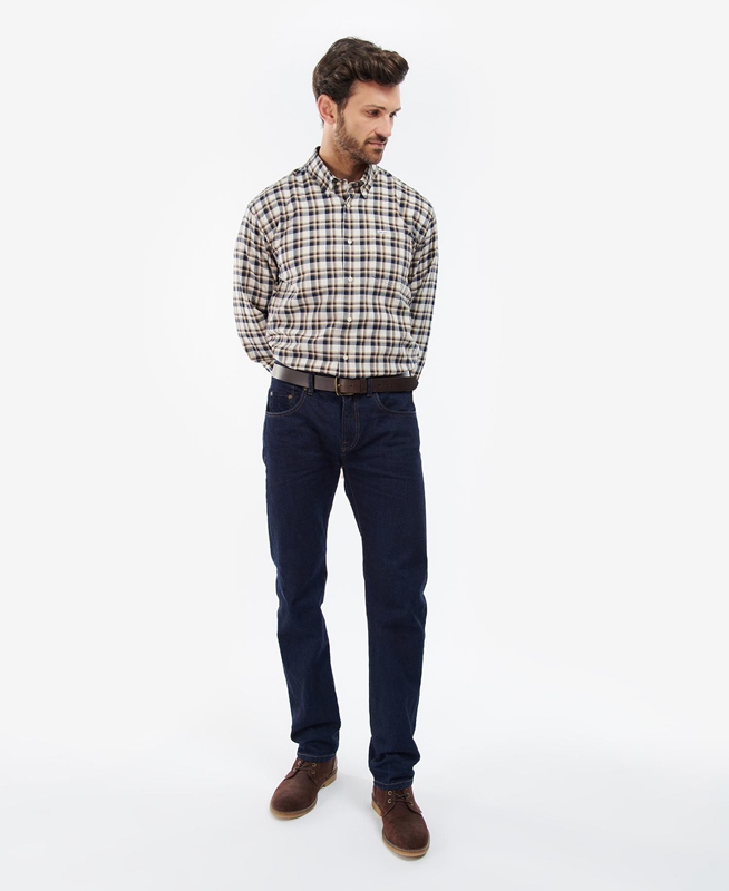 Men's Barbour Turville Regular Fit Shirts Beige | ZWOF-10987