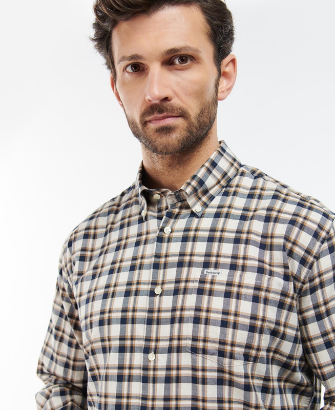 Men's Barbour Turville Regular Fit Shirts Beige | ZWOF-10987
