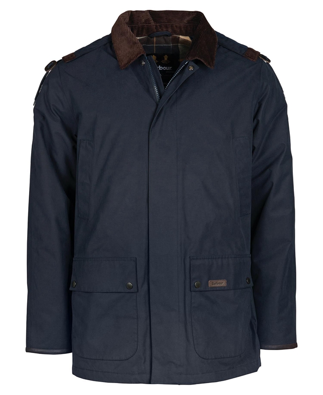 Men's Barbour Wallace Waterproof Jackets Navy | BUTK-49816