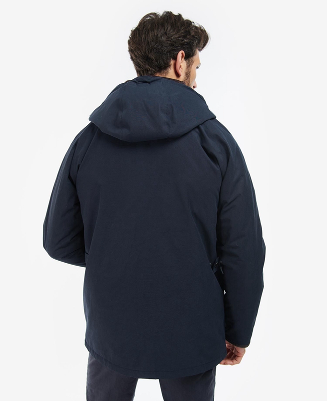 Men's Barbour Wallace Waterproof Jackets Navy | BUTK-49816