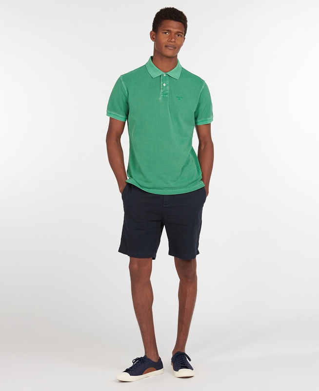 Men's Barbour Washed Sports Polo shirts Green | BIWL-41890