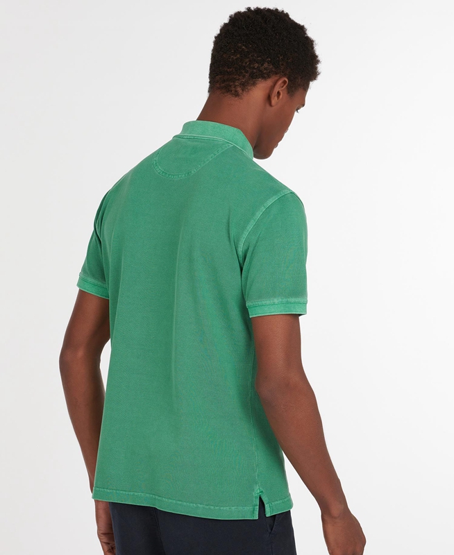 Men's Barbour Washed Sports Polo shirts Green | BIWL-41890