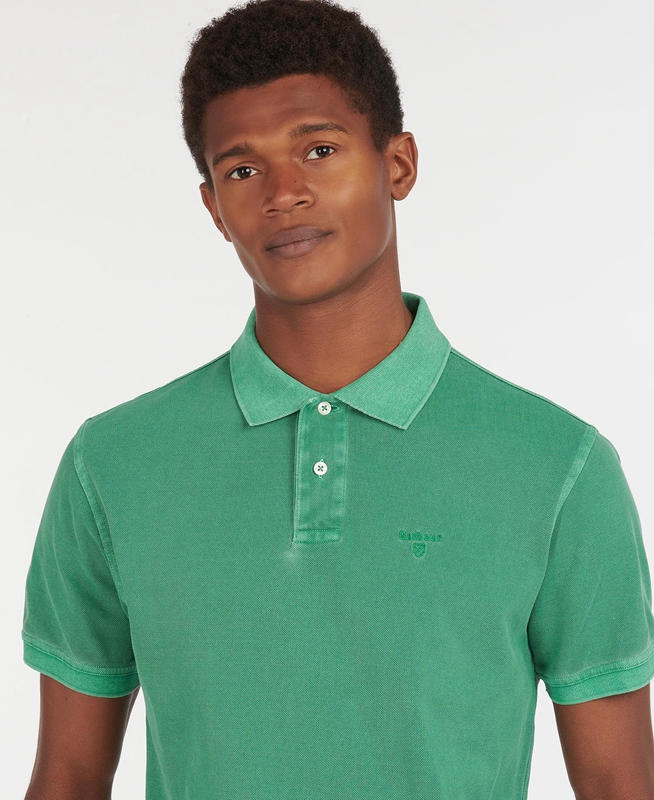 Men's Barbour Washed Sports Polo shirts Green | BIWL-41890