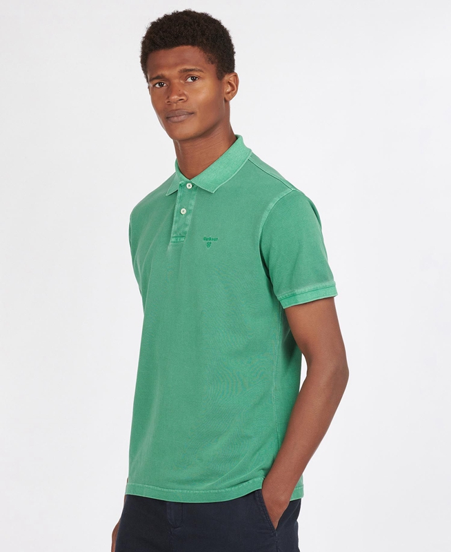 Men\'s Barbour Washed Sports Polo shirts Green | BIWL-41890