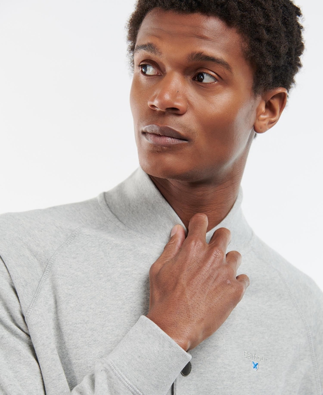 Men's Barbour Whitewell Button Thru Sweatshirts Grey | KBTC-51283