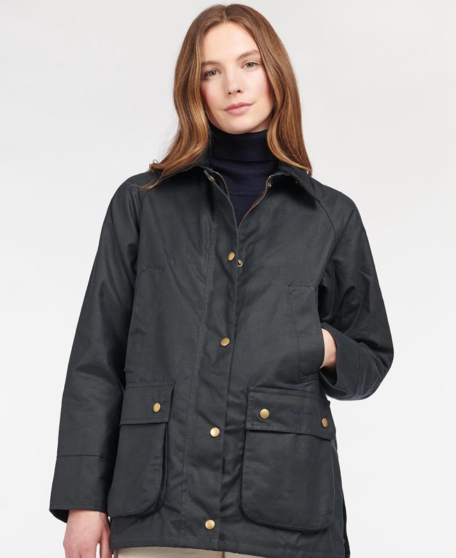 Women\'s Barbour Acorn Waxed Cotton Waxed Jackets Blue | NACZ-38416