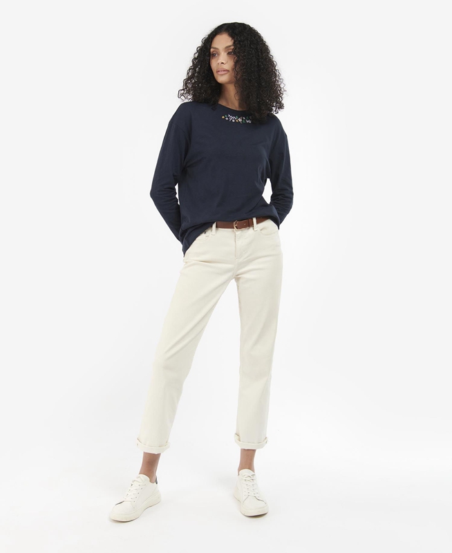 Women's Barbour Amberley T Shirts Navy | TZOA-87601