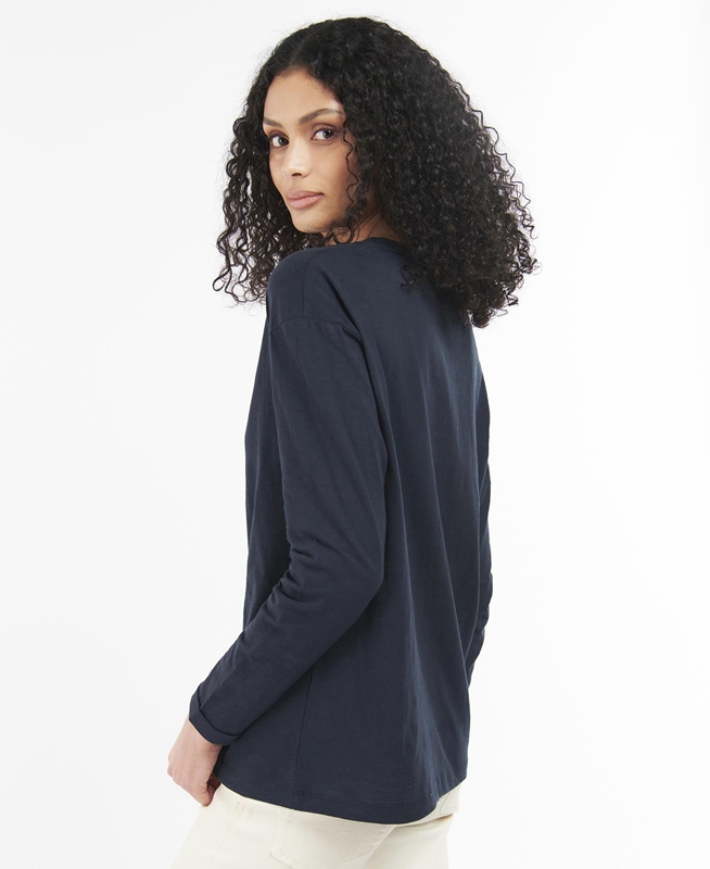 Women's Barbour Amberley T Shirts Navy | TZOA-87601