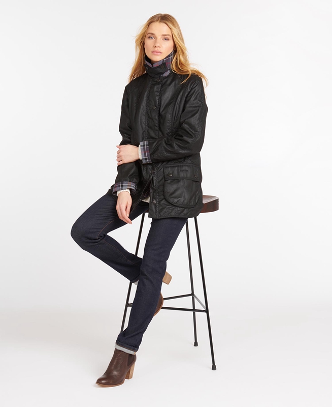 Women's Barbour Beadnell® Waxed Jackets Black | EHCY-10342