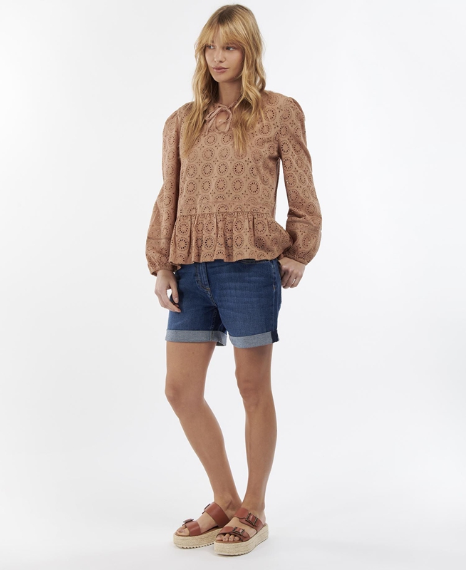 Women's Barbour Cherbury Top Shirts Brown | LSVY-15702