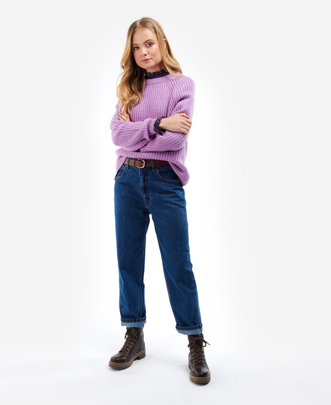 Women's Barbour Hartley Knit Sweaters Purple | VTXE-95413