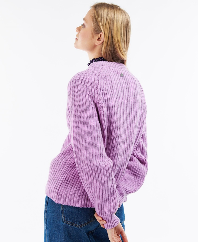 Women's Barbour Hartley Knit Sweaters Purple | VTXE-95413