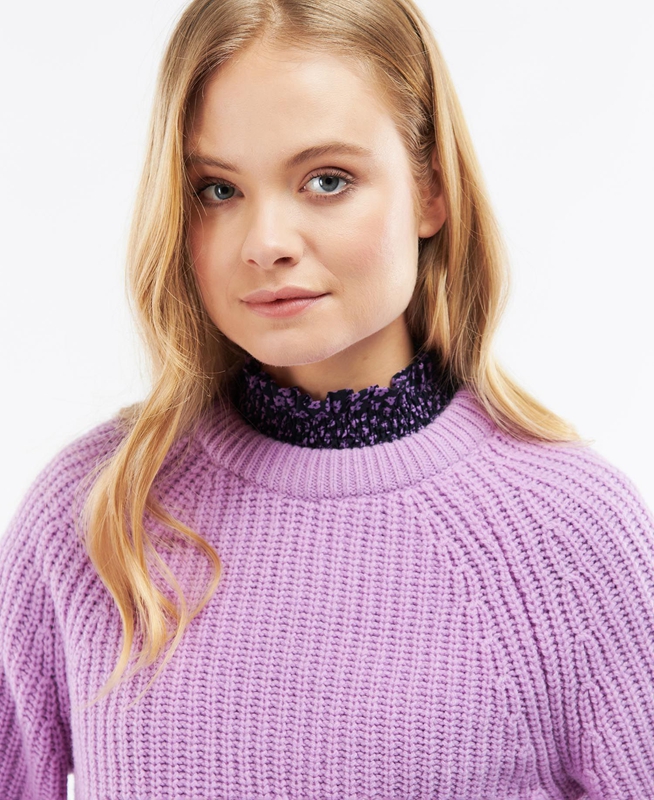 Women's Barbour Hartley Knit Sweaters Purple | VTXE-95413
