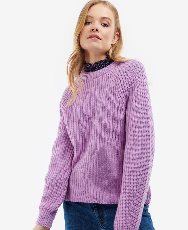 Women\'s Barbour Hartley Knit Sweaters Purple | VTXE-95413