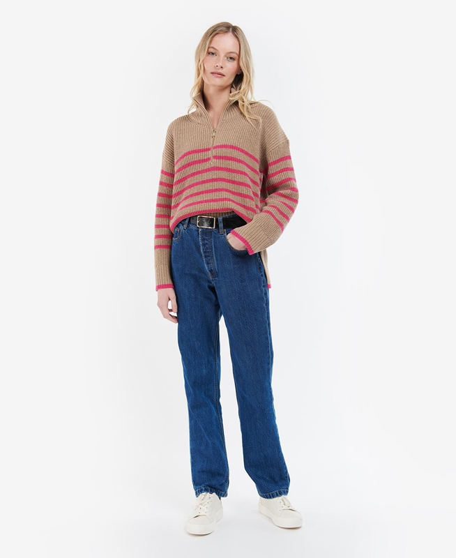 Women's Barbour Jemima Knit Sweaters Brown | SGTX-29583