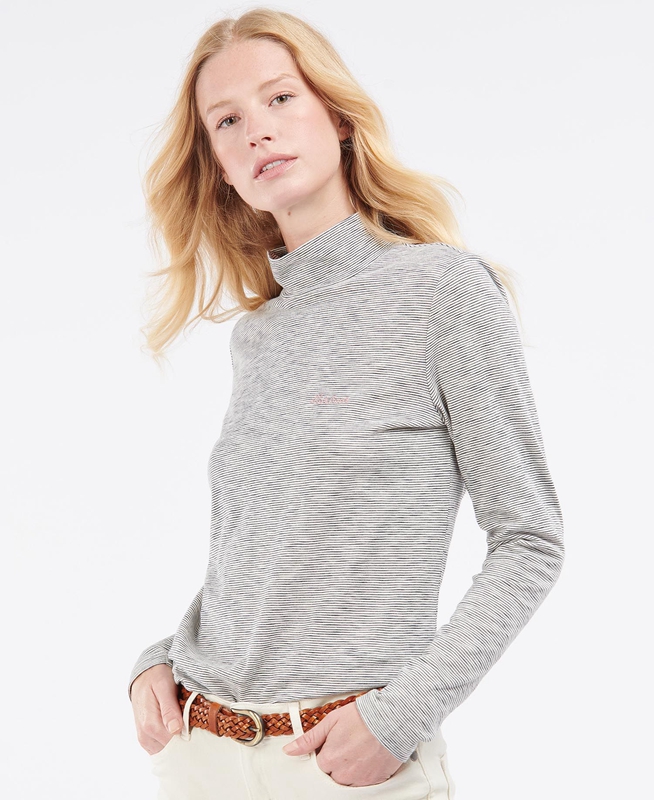 Women\'s Barbour Leathes Top T Shirts Cream | BDLI-31460