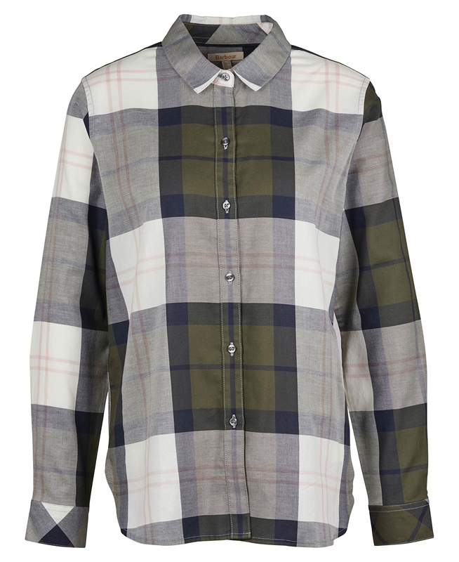 Women's Barbour Moorland Shirts Olive | HEBU-78132