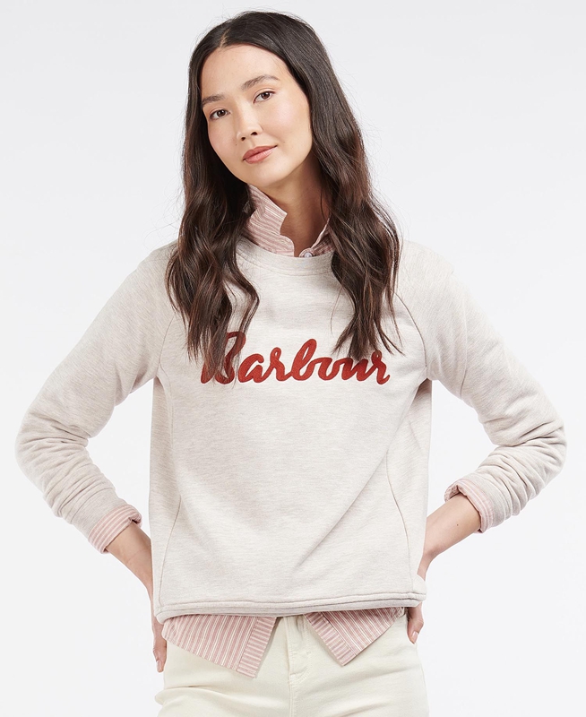 Women\'s Barbour Otterburn Sweatshirts Beige | VQHD-51607