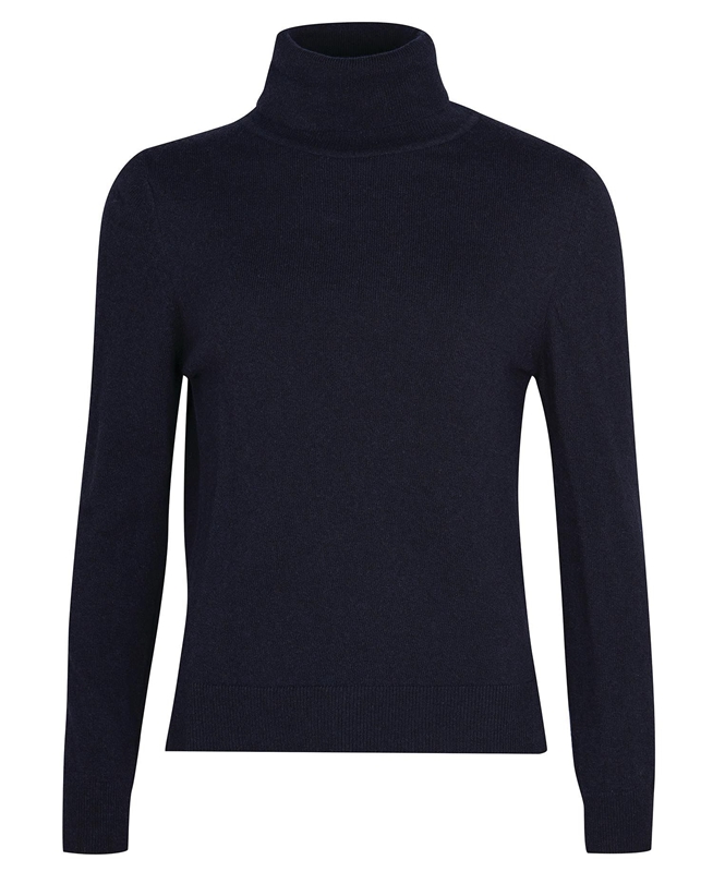 Women's Barbour Pendle Roll-Neck Sweaters Navy | FBRT-69710