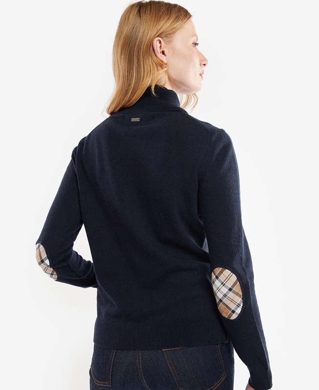 Women's Barbour Pendle Roll-Neck Sweaters Navy | FBRT-69710
