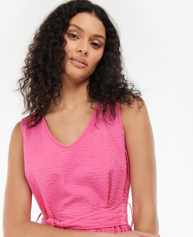 Women's Barbour Sea Daisy Dress Pink | DNXH-87312
