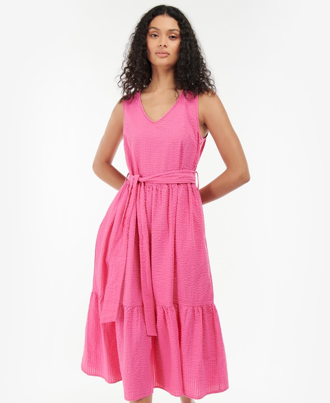 Women's Barbour Sea Daisy Dress Pink | DNXH-87312