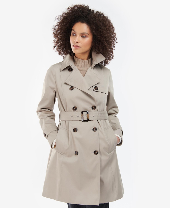 Women\'s Barbour Short Greta Showerproof Casual Jackets Grey | TGLU-03715