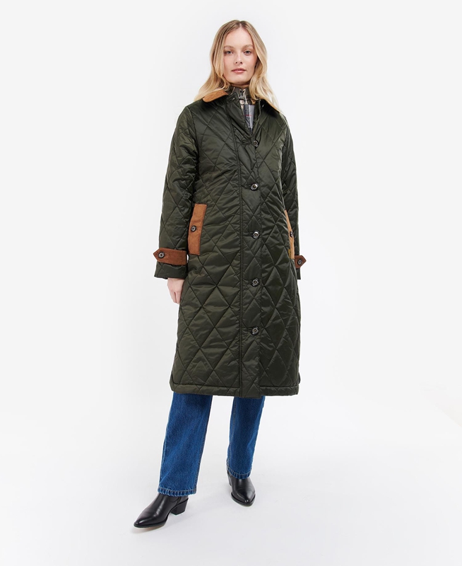 Women's Barbour Silwick Quilted Jackets Olive | VAFJ-16087