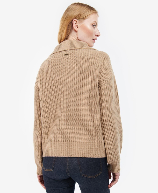 Women's Barbour Stavia Knit Sweaters Beige | LGTO-68730