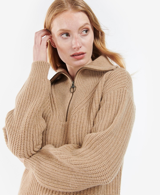 Women's Barbour Stavia Knit Sweaters Beige | LGTO-68730