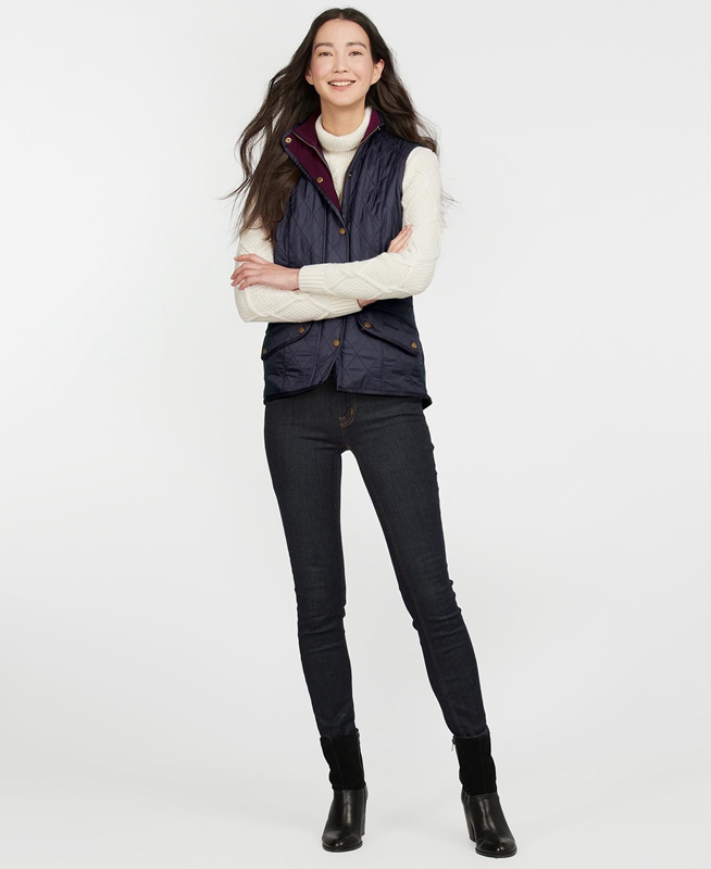 Women's Barbour Weste Cavalry Vest Blue | DBIR-52876