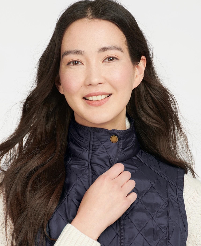 Women's Barbour Weste Cavalry Vest Blue | DBIR-52876