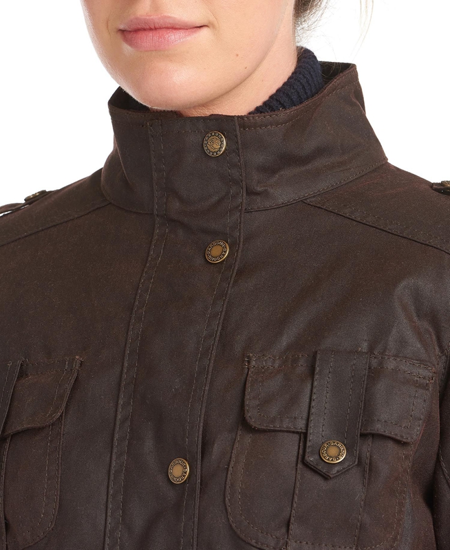 Women's Barbour Winter Defence Waxed Jackets Brown | ISNC-61240