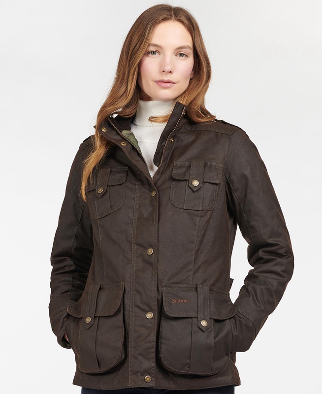 Women\'s Barbour Winter Defence Waxed Jackets Brown | ISNC-61240