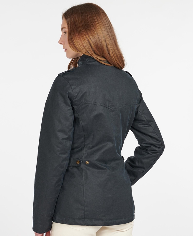 Women's Barbour Winter Defence Waxed Jackets Blue | JRKB-91375
