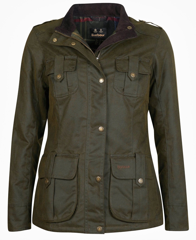 Women's Barbour Winter Defence Waxed Jackets Green | VUQI-26710