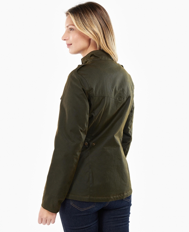 Women's Barbour Winter Defence Waxed Jackets Green | VUQI-26710